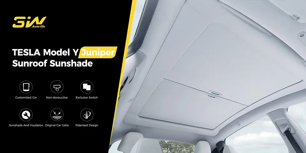 縮圖：3W 遮陽天幕Sunroof Sunshade for Tesla Model Y Juniper 2025+/ Model 3 Highland 2024+