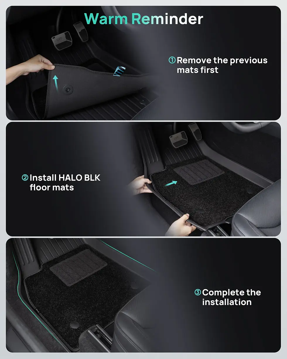 縮圖：HALOBLK Model Y 2021-2026 專用全包圍腳墊 (右軚連毛毯)