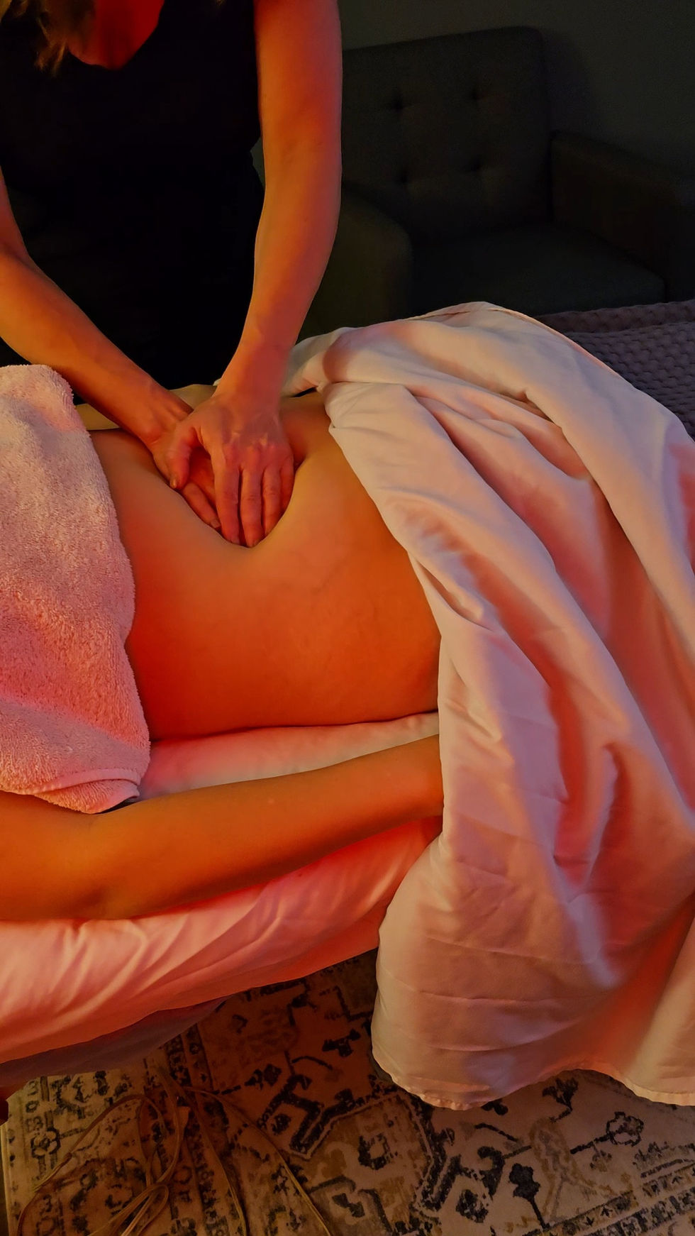 Eye-level view of a serene spa room prepared for lymphatic drainage massage