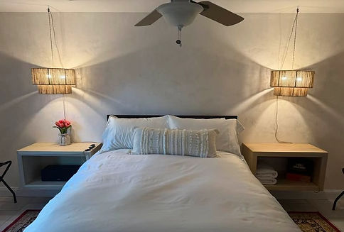 Floating bedside shelves