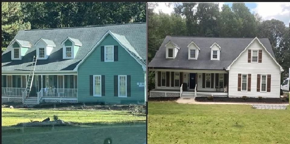 Before and after inamge of the exterior of a home