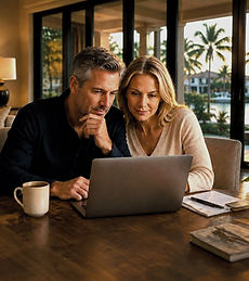 two people looking at a laptop