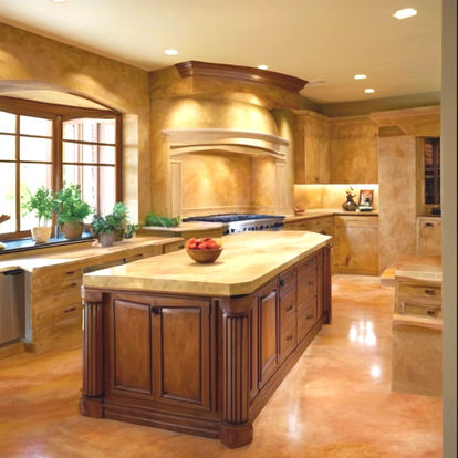 Kitchen finshed with faux woodgrain
