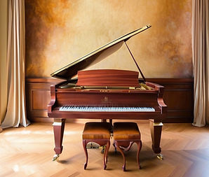 A Venetian plastered wall behind a piano