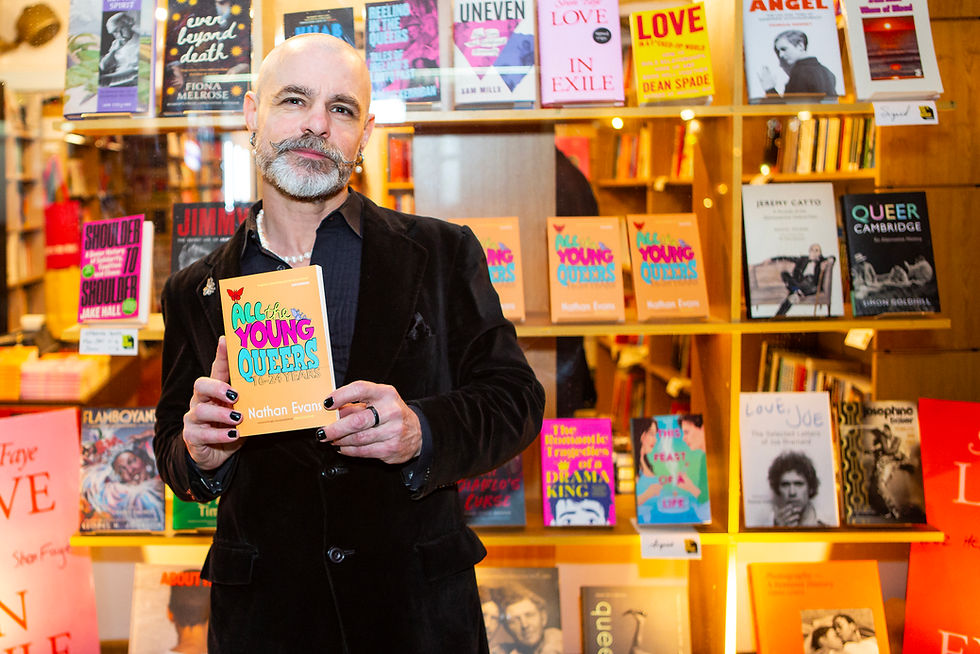 Nathan Evans outside Gays the Word Bookshop in Bloomsbury, London, at the launch of All the Young Queers