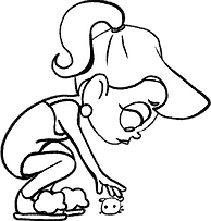 Bert's mom crouches down to pick up a scattered toy on the ground.