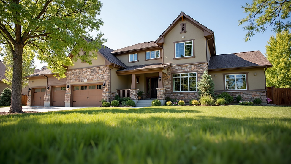 Eye-level view of a well-maintained home in Loveland, CO, protected from wind and hail damage