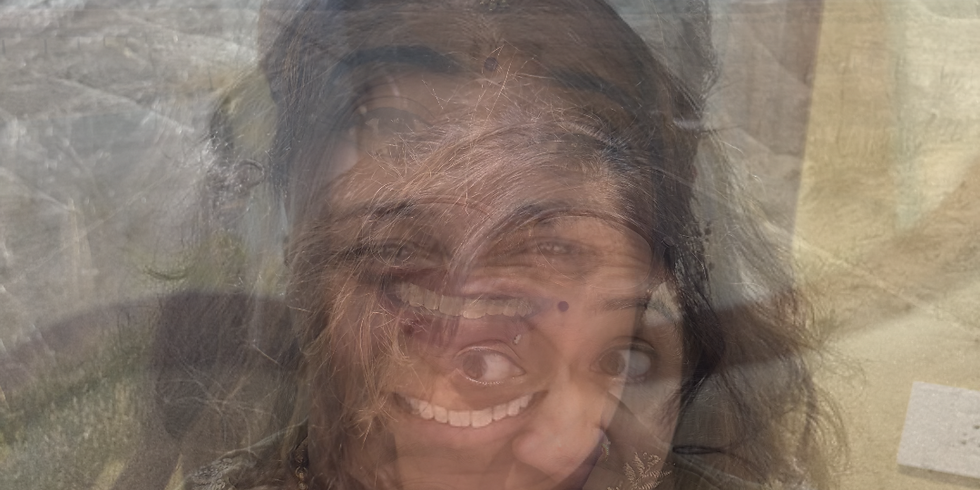 A computer-generated composite image showcasing various expressions and features of the myself, creating a multidimensional portrait blending different moments and emotions. Image created by AI.