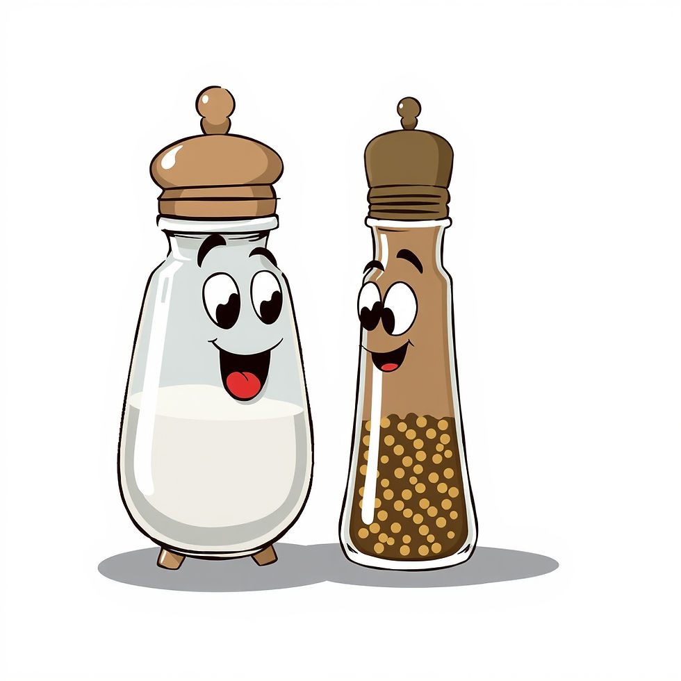Two animated shakers, Salt and Pepper, engage in a lively conversation, echoing Salt-N-Pepa's famous openness to discussing sex. Image created by AI.