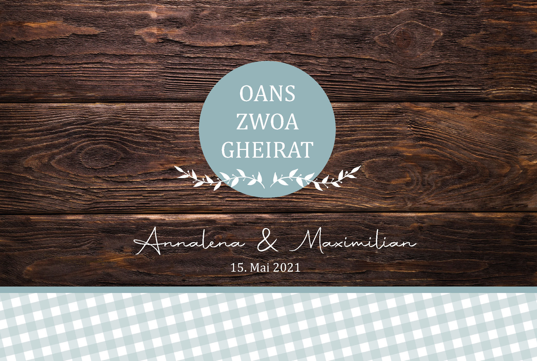 Holzoptik mit weiß-blauen Karos – Obergröbner Druck