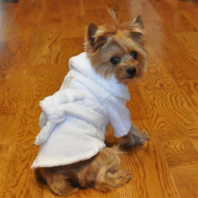 Thumbnail: White Gold Crown Bathrobe 100% Combed Cotton Terrycloth