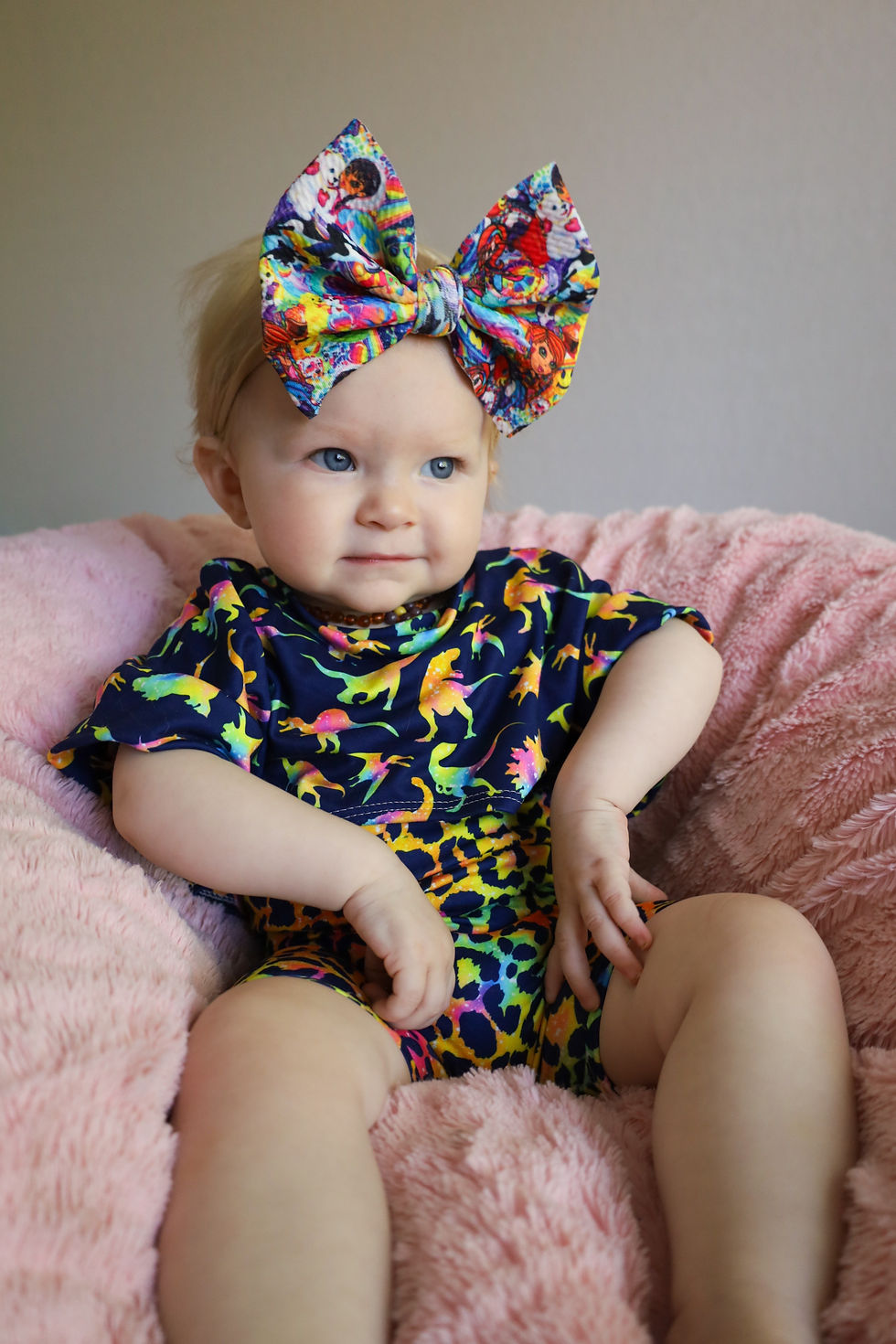 Thumbnail: Navy Neon Dino Cheetah SS Bummies Set