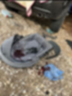 Kids' car seat, bloody