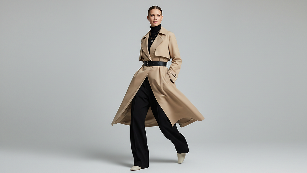 Eye-level view of a model posing confidently in a stylish outfit