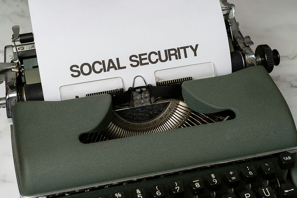 A sheet of paper with the words "Social Security" typed on it in an old-fashioned green typewriter.