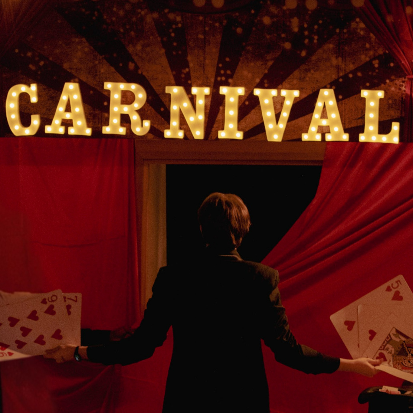 Carnival stage illuminated for a show