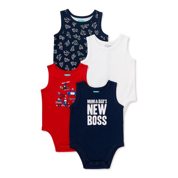 Baby Boy Tank Bodysuits, 4-Pack