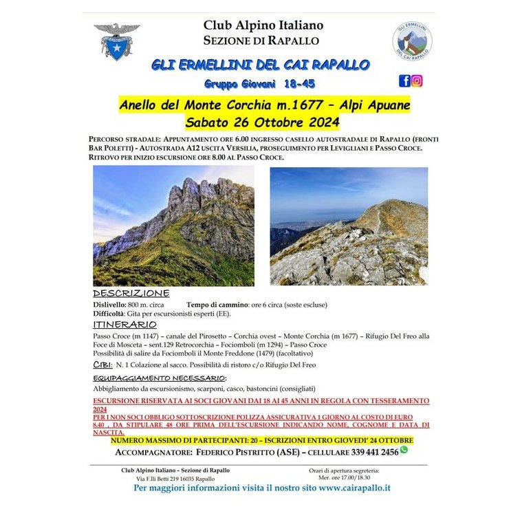 Anello del Monte Corchia m.1677 Alpi Apuane Sabato