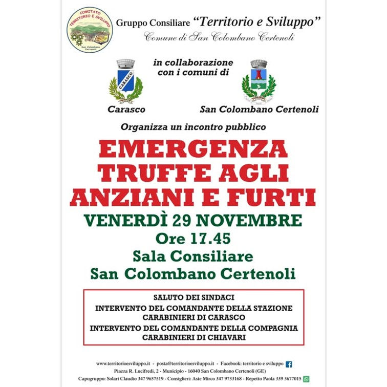 EMERGENZA TRUFFE AGLI ANZIANI E FURTI