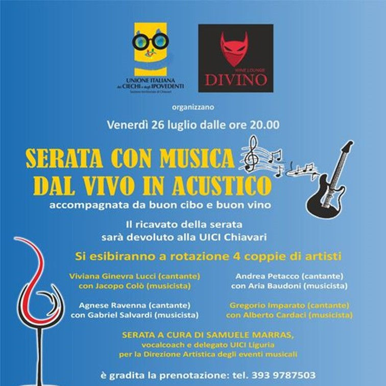  Serata con musica dal vivo in acustico