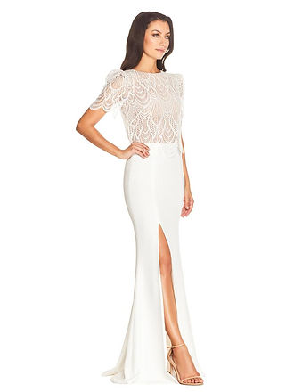 Ramona Short Sleeve Ruffle Layer Bodycon Maxi Dress