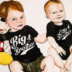 Big Brother and Little Brother watercolour portrait