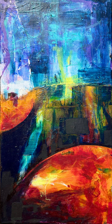 vividly colored and textured abstract painting