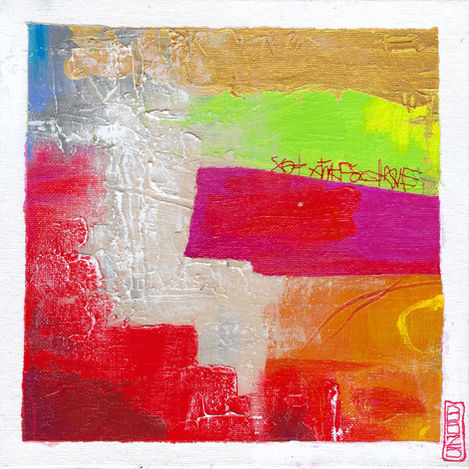 vividly colored and textured abstract painting