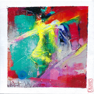 bright abstract painting in vivid rainbow hues