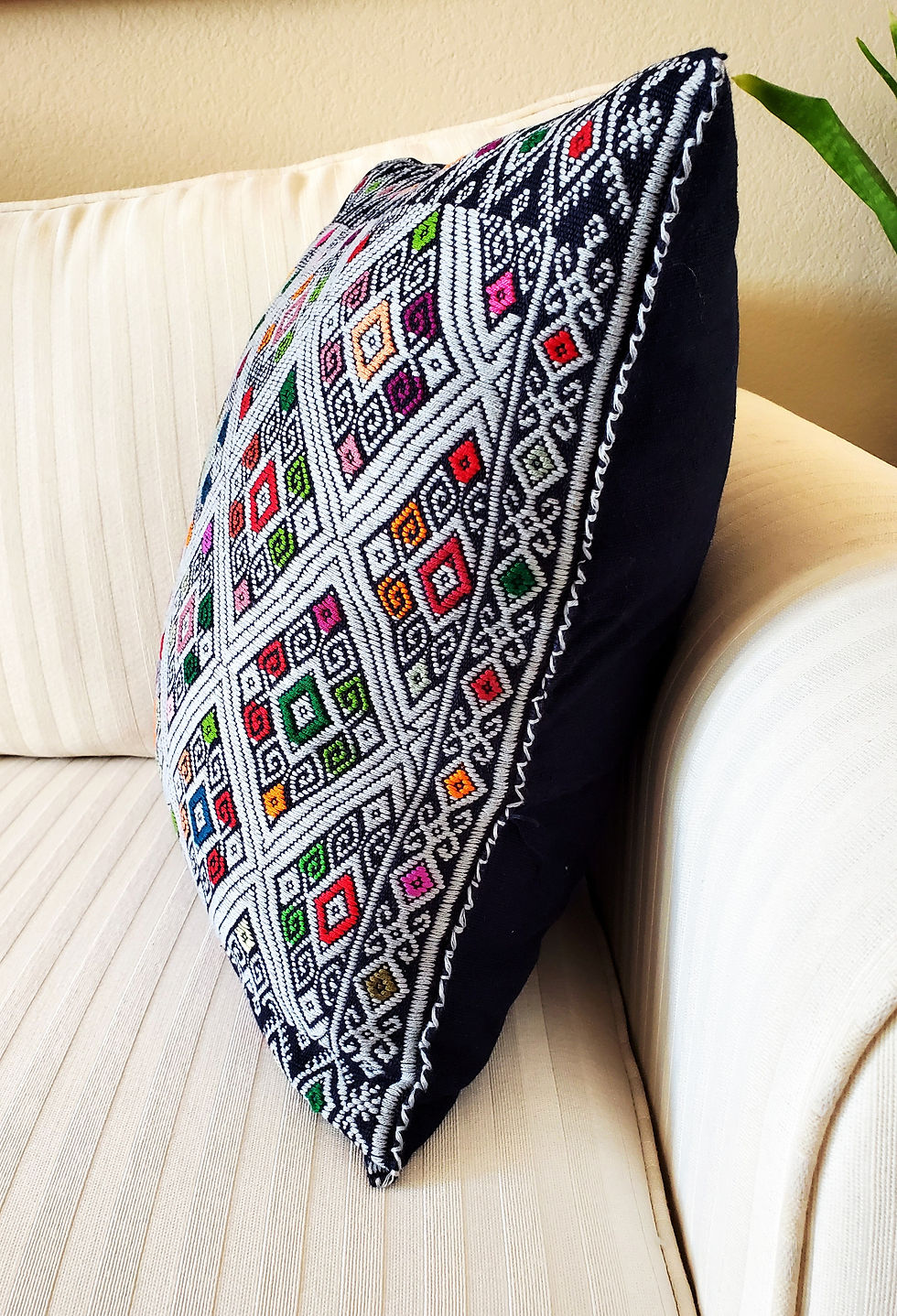pillow cover, embroidered, brocade,, vintage, pillow case, hand woven, hand made, hand embroidery, backstrap loom, textil