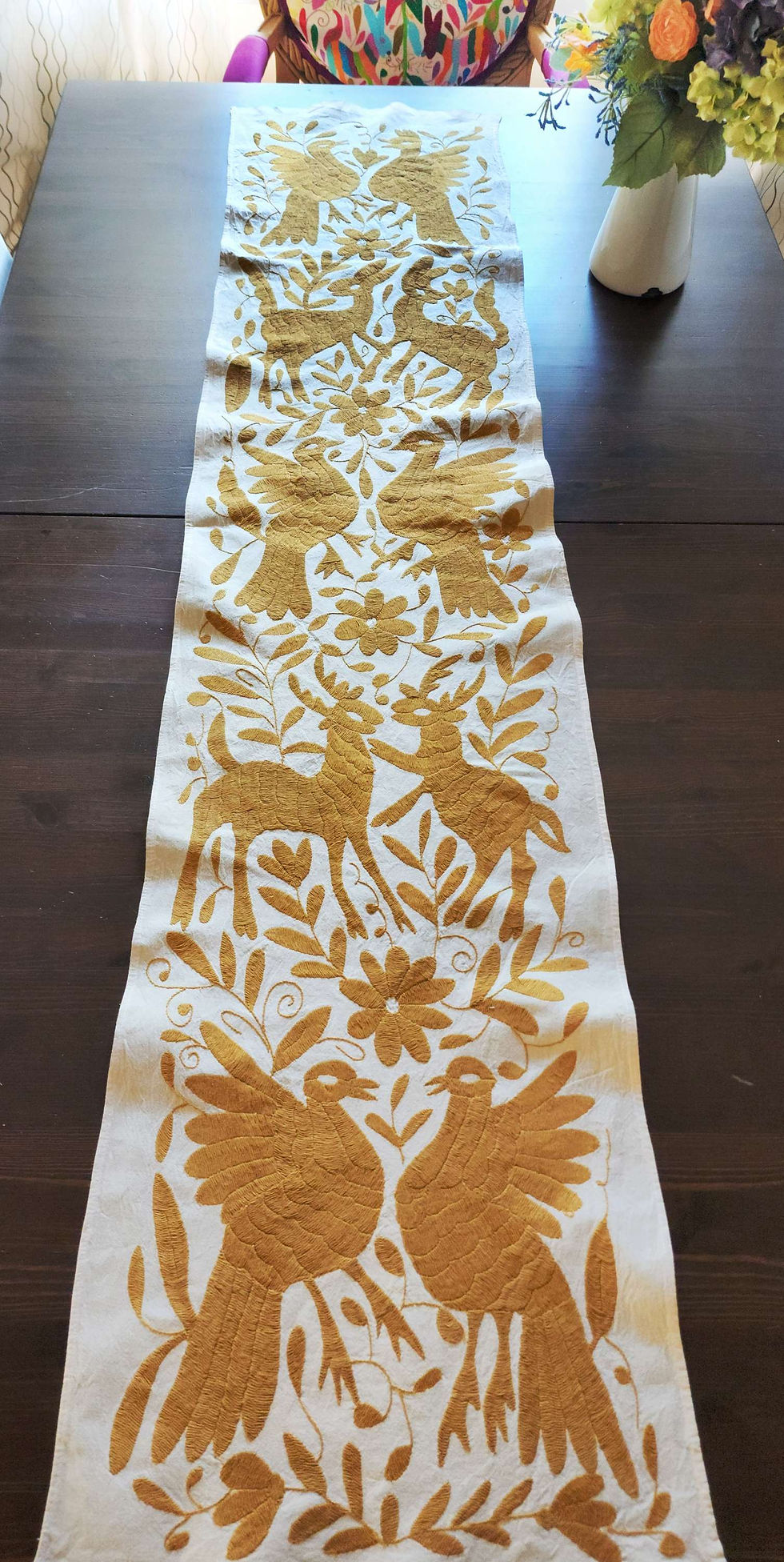 Thumbnail: Otomi table runner, mexican embroidered, mexican textile, otomi embroidered, otomi handmade,  otomi fabric, mexican decor