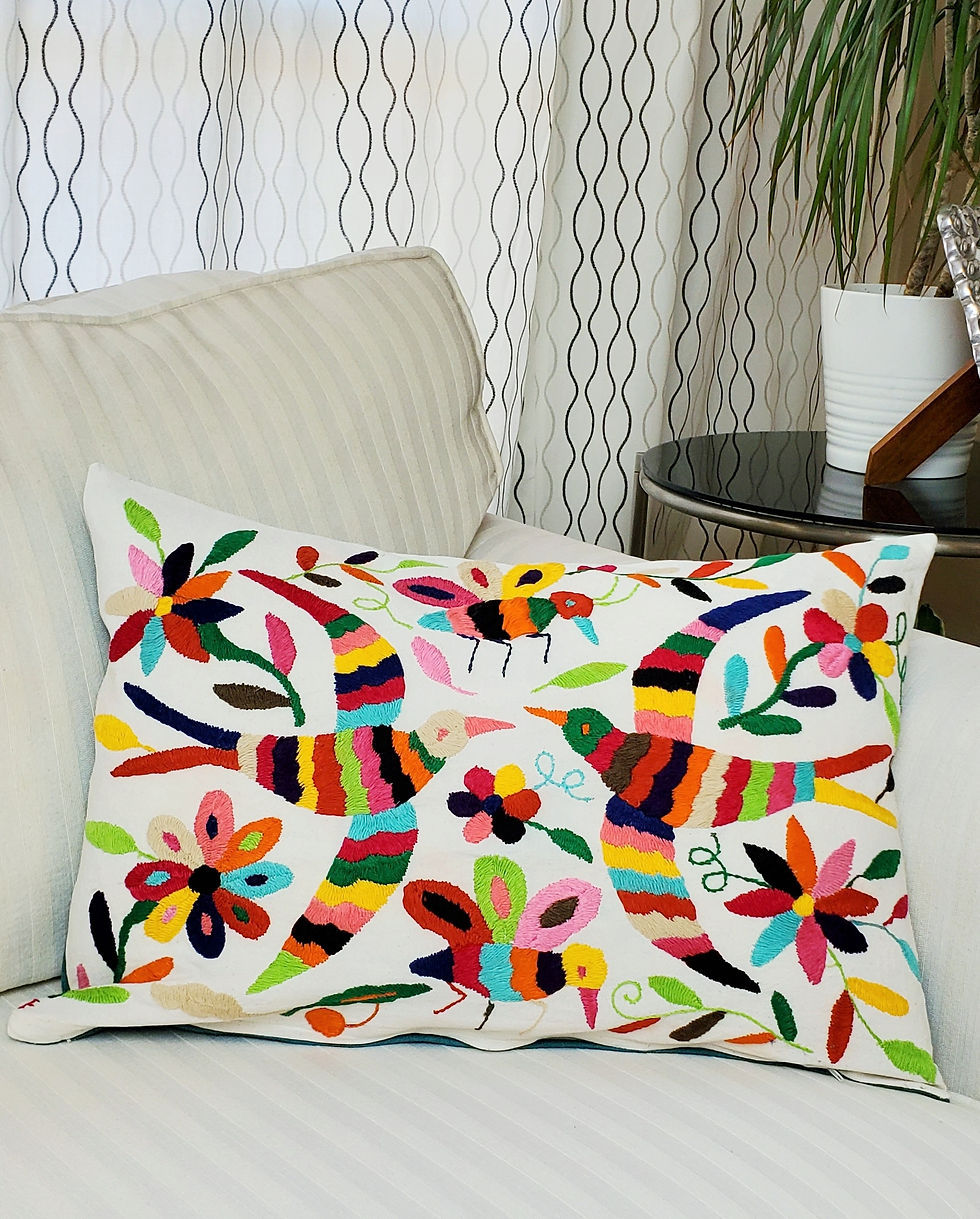 Otomi pillow cover, mexican texitle, otomi fabric, otomi textile, mexican embroidered, mexican pillow, lumbar pillow cover