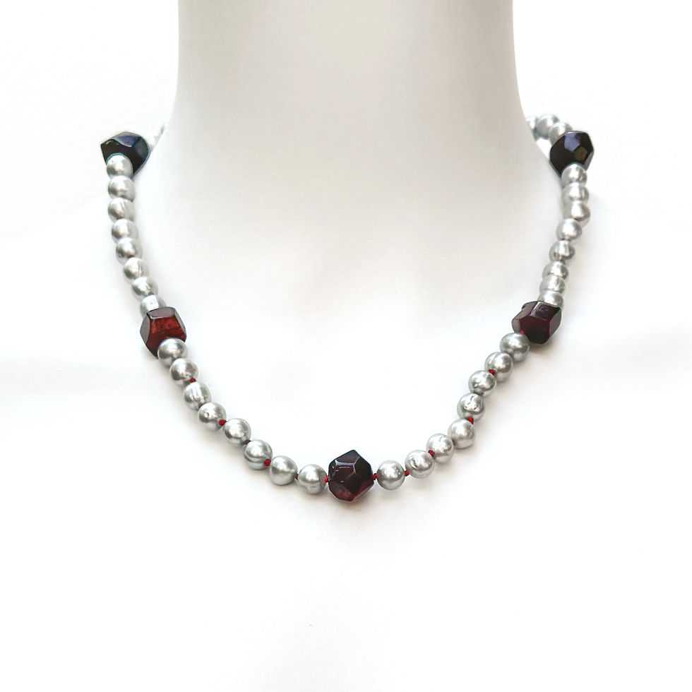 Harvest Party ~ Brown Amber Pearl Sterling Necklace