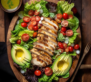Chicken salad with avocado, tomatoes, and a lime dressing