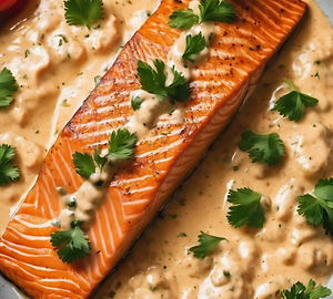 Salmon with Sautéed Spinach and Coconut Cream Pepper Sauce