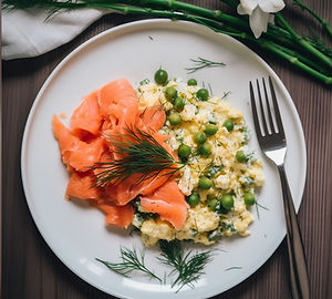 Scrambled Eggs with a side of smoked salmon