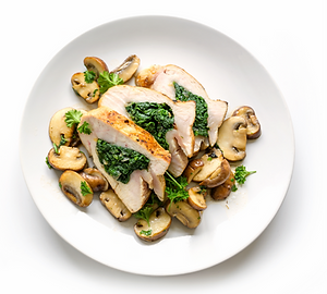 Chicken Breast Fillet Stuffed with Spinach, Served with Mushroom