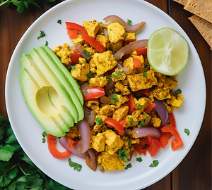 Tofu Scramble with Bell Peppers and Onions