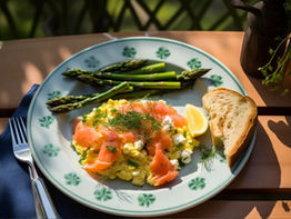 Start Your Day Right with a Smoked Salmon, Asparagus, and Feta Scramble!