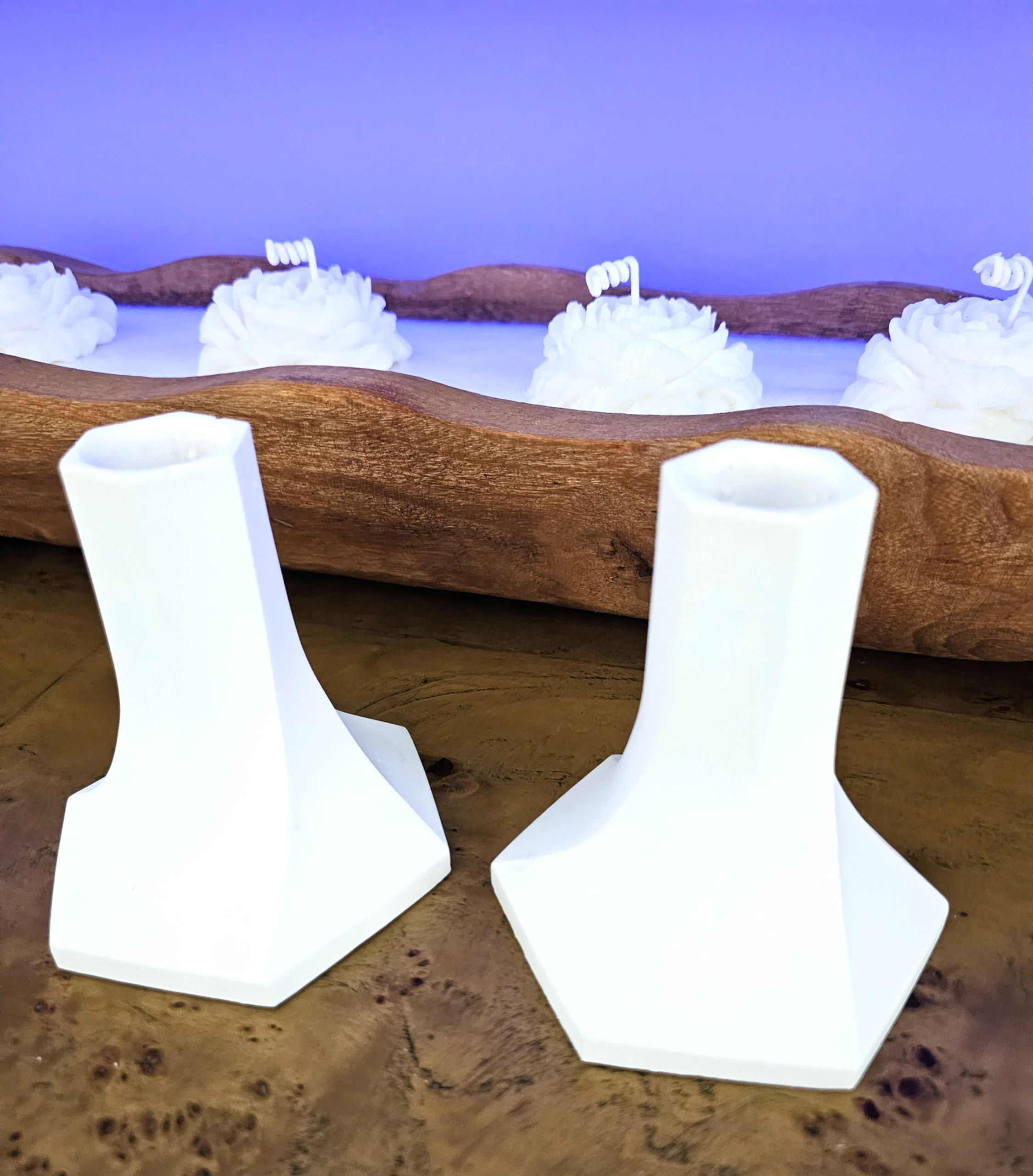 Gypsum Candlestick Holders