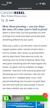 Valerie Denise Jones featured in CanvasRebel Magazine, sharing her story of resilience, creativity, 
