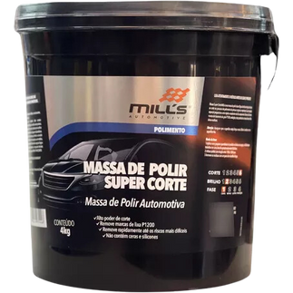 embalagem da Massa de Polir Super Corte Mills Automotive utilizada para correção pesada de pintura automotiva.