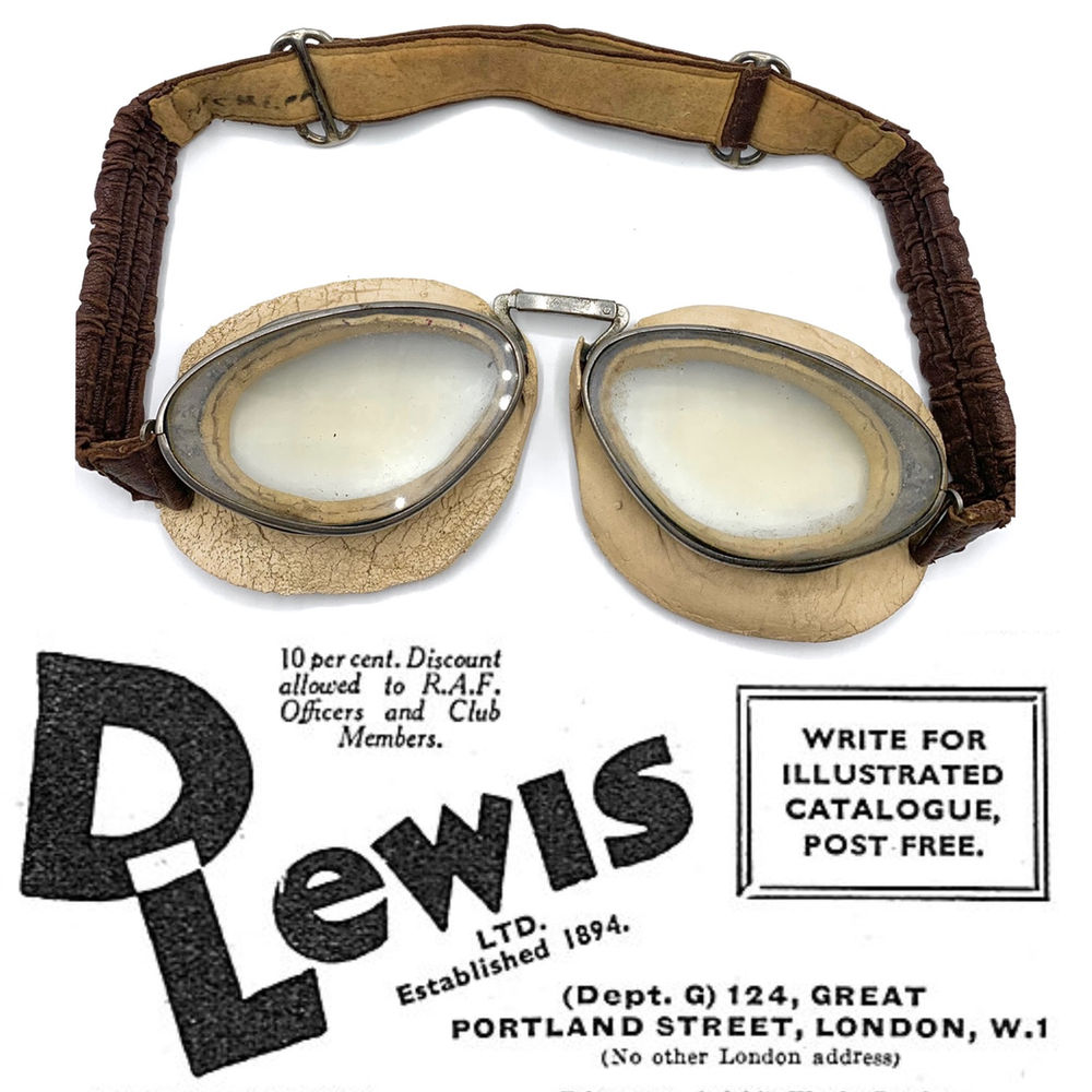RAF ‘D LEWIS’ BATTLE OF BRITAIN PRIVATE PURCHASE FLYING GOGGLES