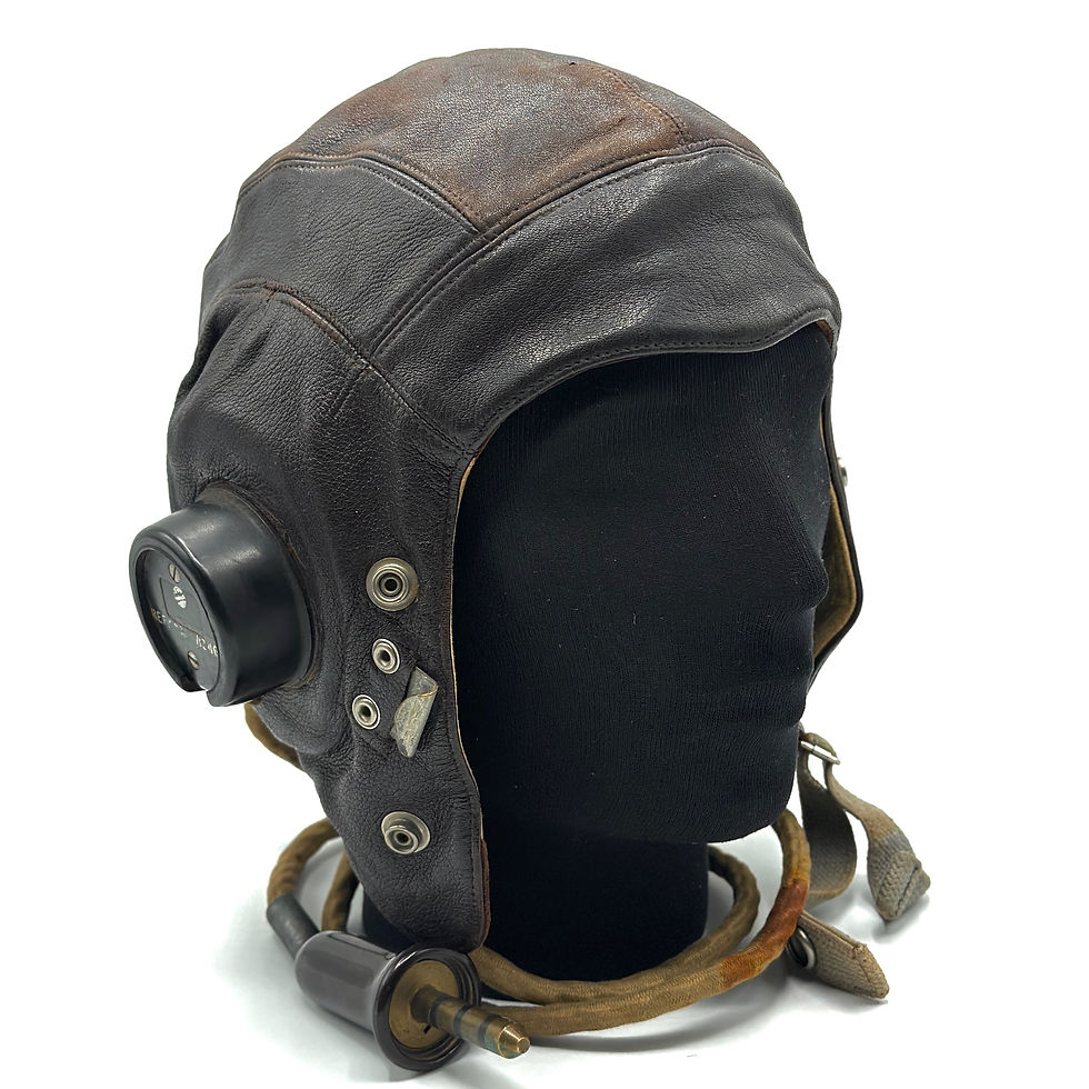 Thumbnail: RAF TYPE C FLYING HELMET, INTERNALLY WIRED , LATE WAR - SIZE 4