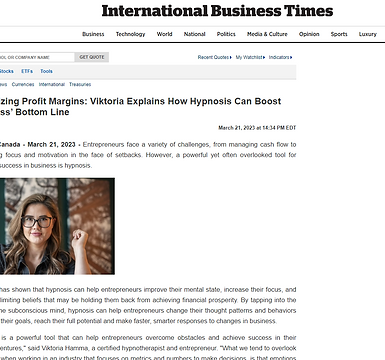 hypnosis for business success expert article