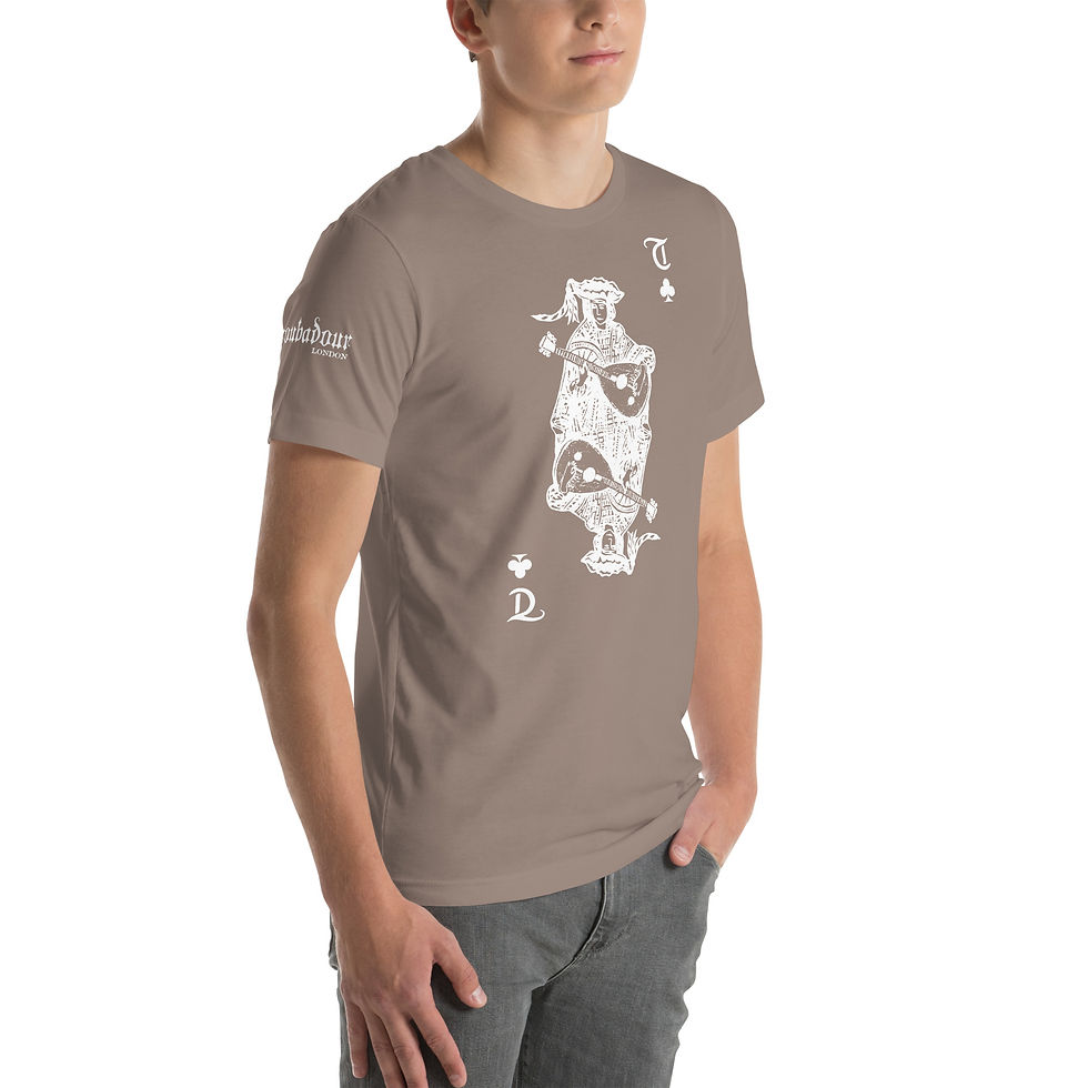Thumbnail: Troubadour Playing the Lute Unisex t-shirt w/ right sleeve logo