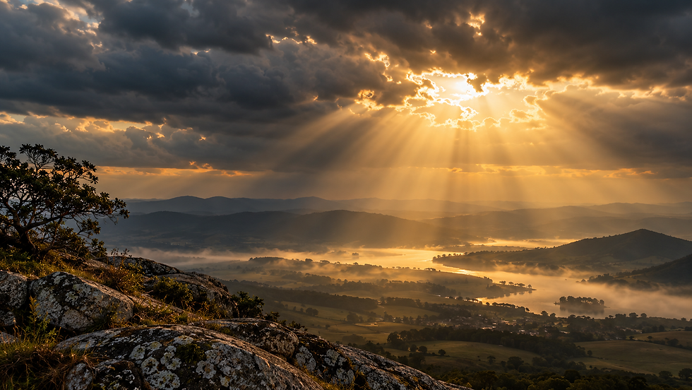 Quem tira sua própria vida tem salvação: raios de sol iluminando a escuridão como metáfora da graça divina.