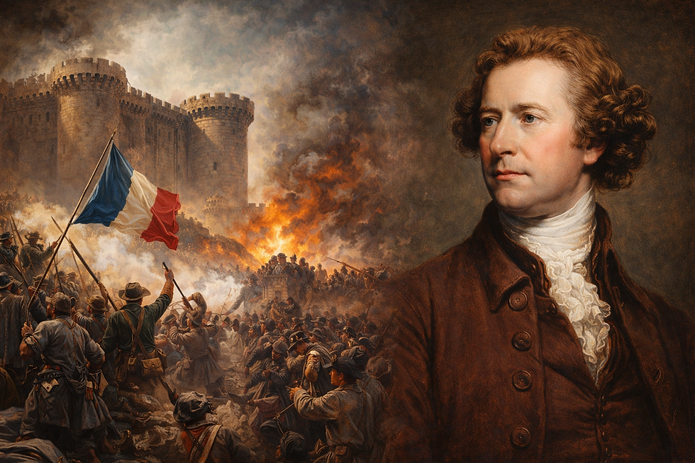 Ilustração histórica da Revolução Francesa associada ao nascimento da direita conservadora na Europa.