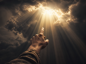 O que é blasfêmia - mão apontada para o céu em atitude de desafio ao sagrado