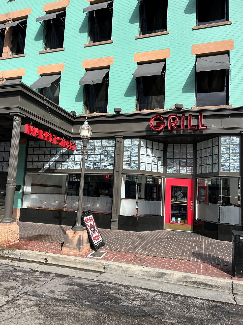 a colorful front entrance to seafood restaurant in downtown Salt Lake City, Utah
